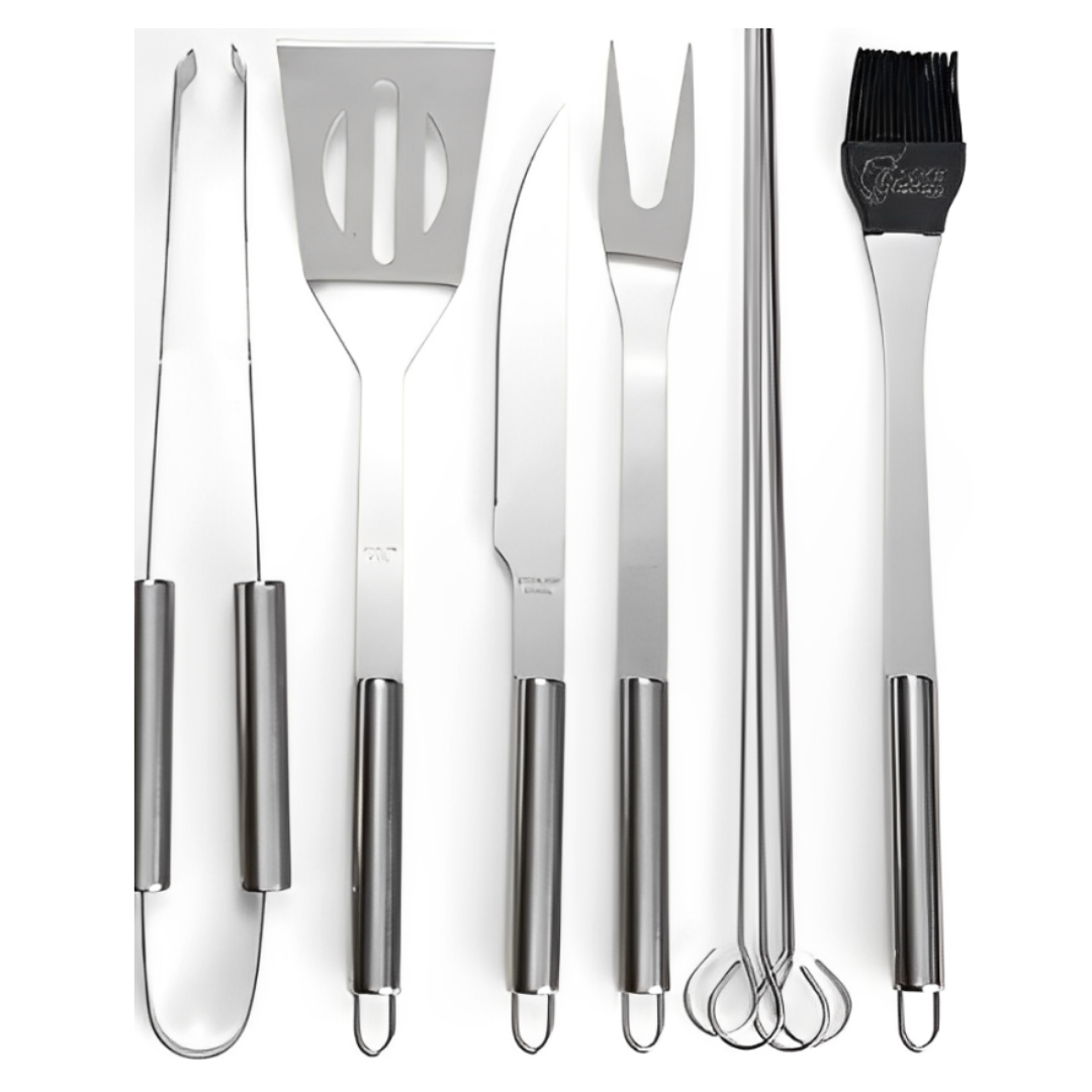 Kit Churrasco profissional 9 Peças Inox C/ maleta