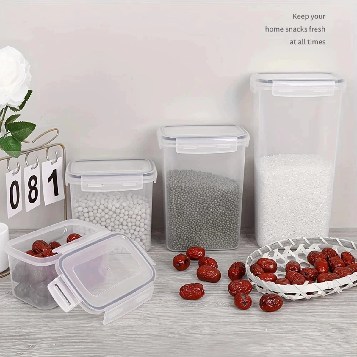 Conjunto de 8 Potes Herméticos em Acrílico Cristal com Trava BM-F1199
