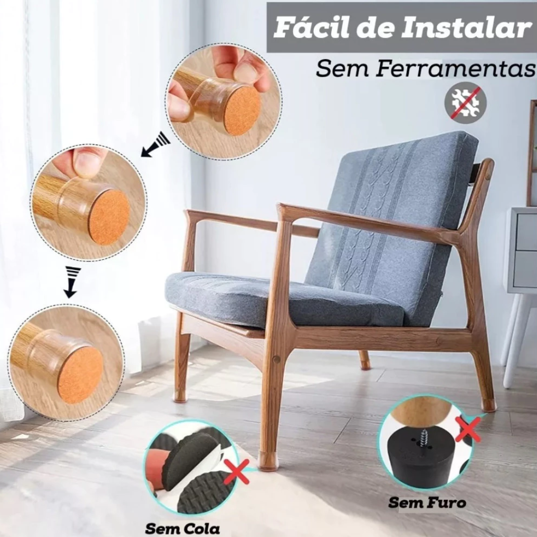Protetor para Pés de Cadeira em Silicone Reforçado | KIT com 16 Peças | OFERTA LIMITADA
