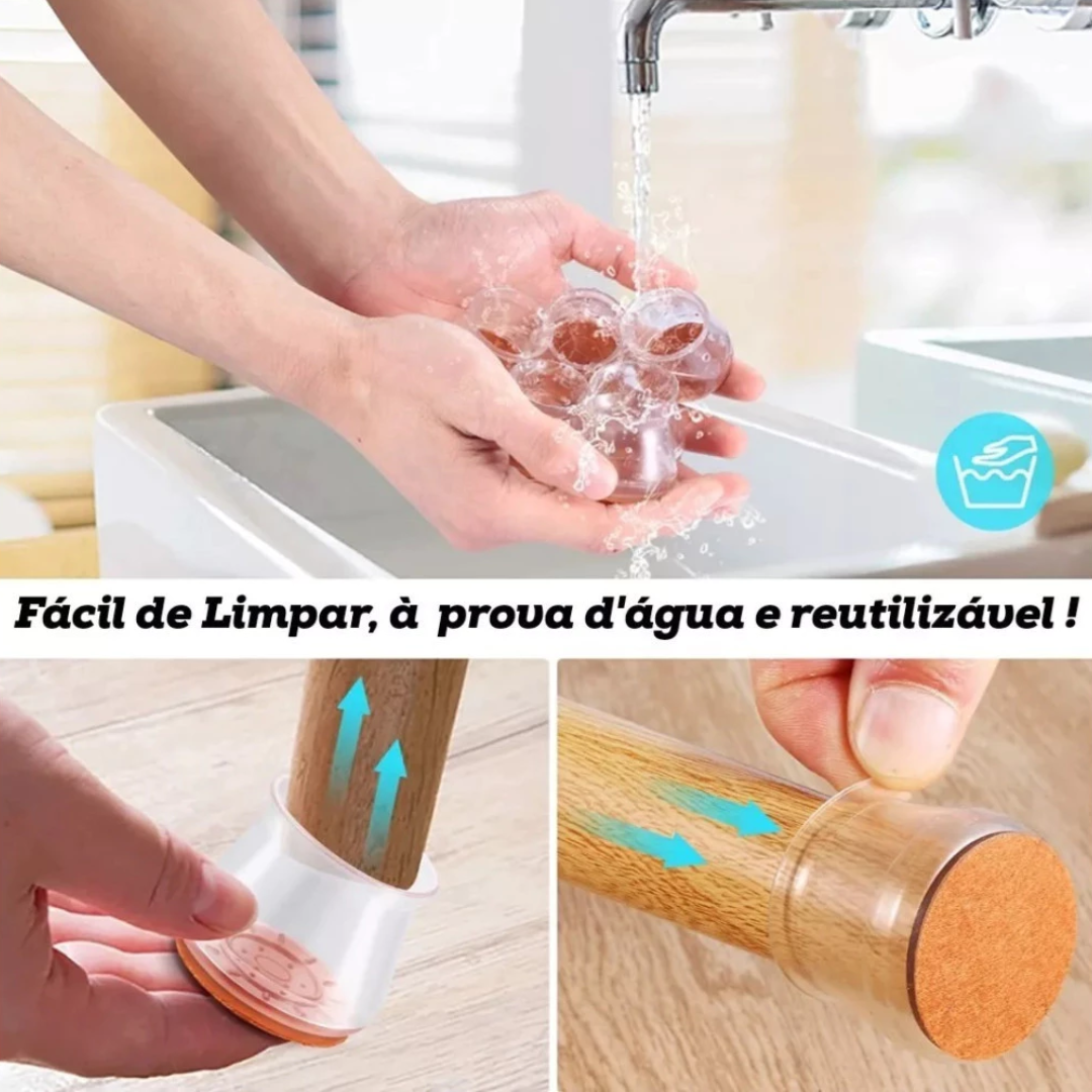 Protetor para Pés de Cadeira em Silicone Reforçado | KIT com 16 Peças | OFERTA LIMITADA