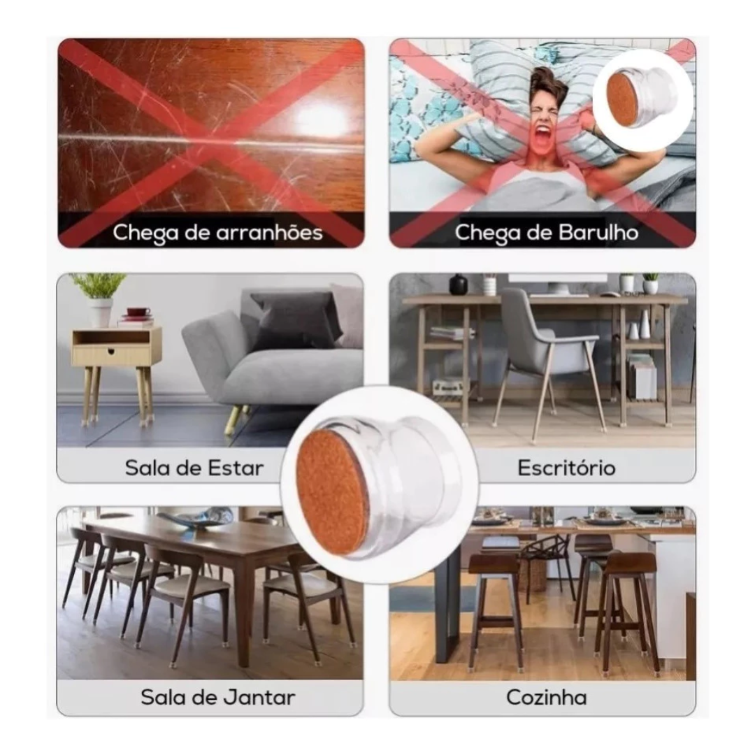 Protetor para Pés de Cadeira em Silicone Reforçado | KIT com 16 Peças | OFERTA LIMITADA