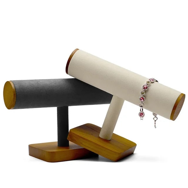 Display para relógios e joias em madeira de cinza e microfibra