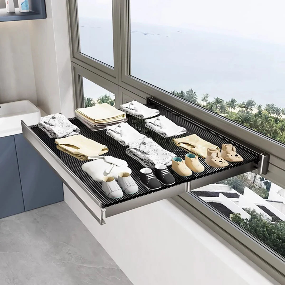 Varal invisível Mágico dobrável para apartamento - Secagem Horizontal