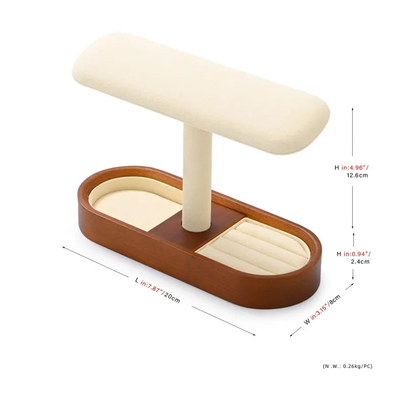 Display para relógios e joias em madeira de cinza e microfibra