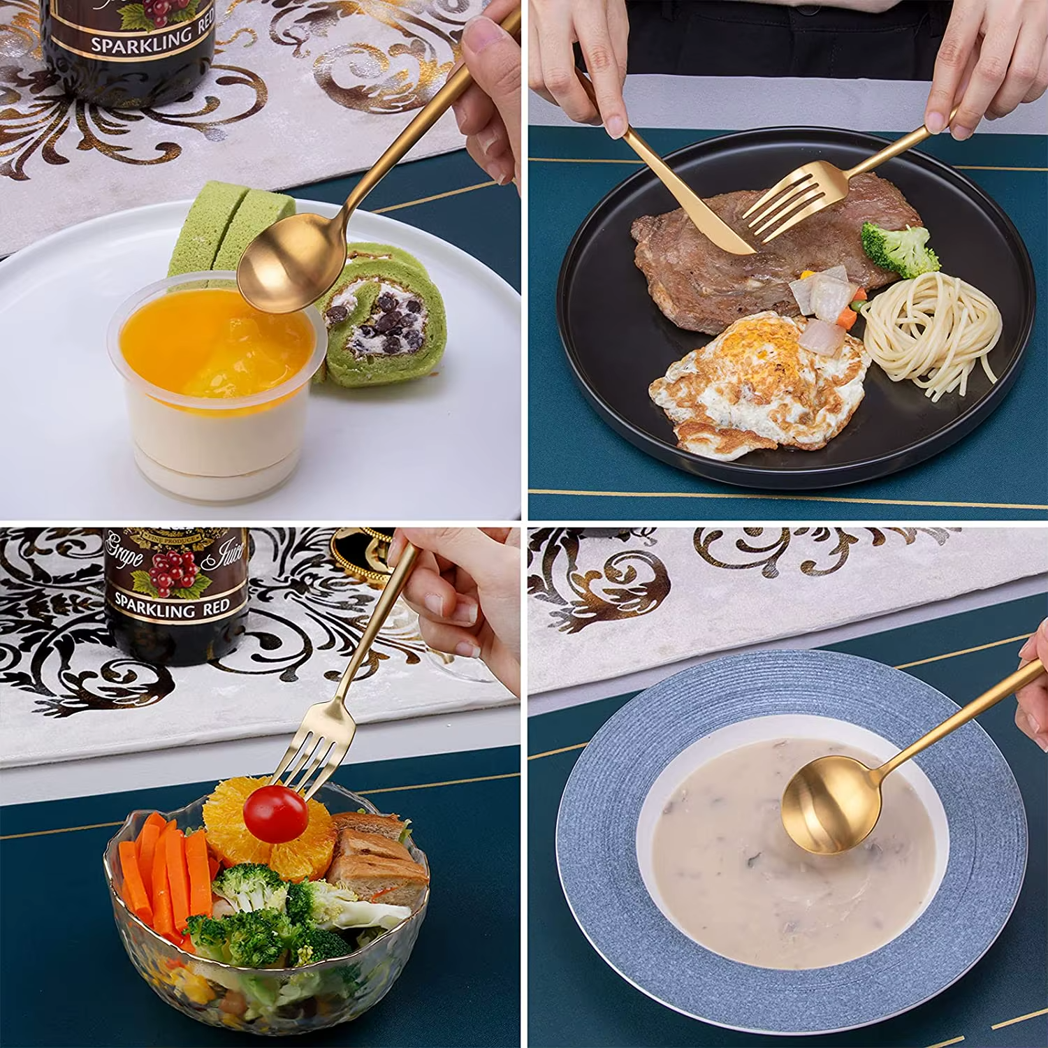 24 Pçs Jogo de Talheres de Aço Inoxidável Kit Para Reuniões Familiares