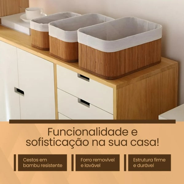 Conjunto de 3 Cestos organizadores Bali