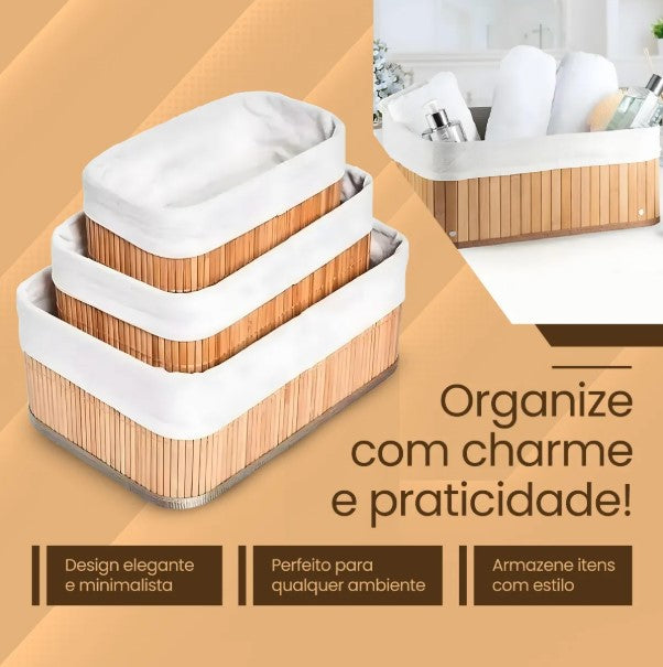 Conjunto de 3 Cestos organizadores Bali