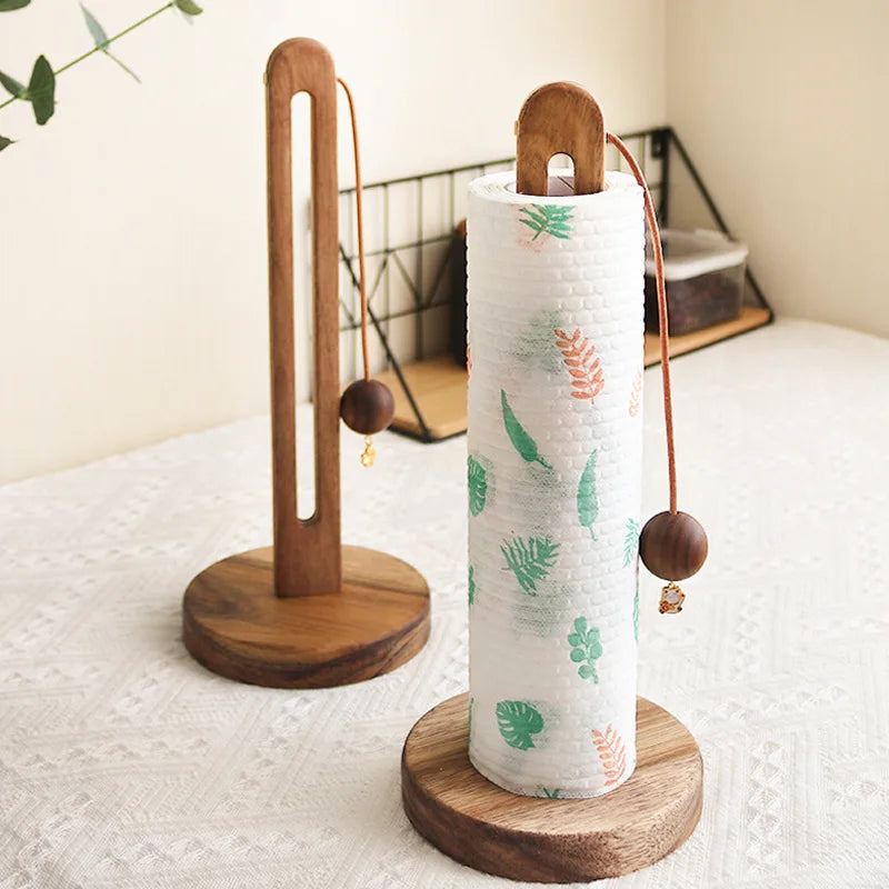 Suporte Papel Toalha Em Bambu Natural
