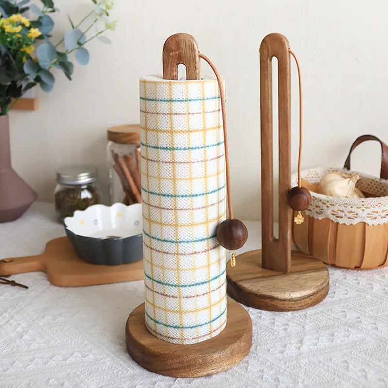 Suporte Papel Toalha Em Bambu Natural